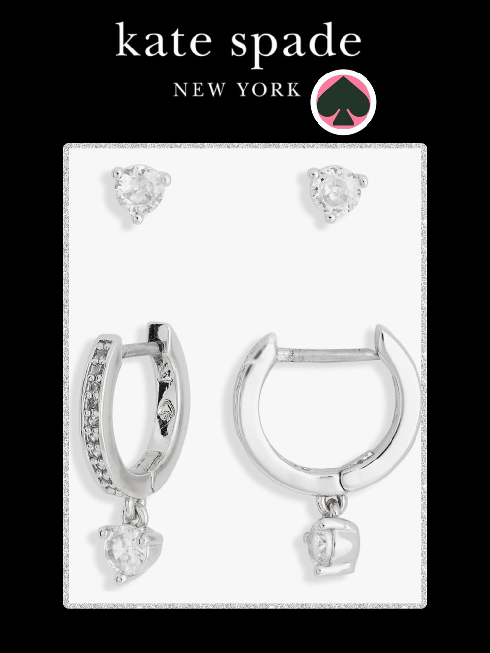 KATE SPADE Silvertone Stud & Earring set